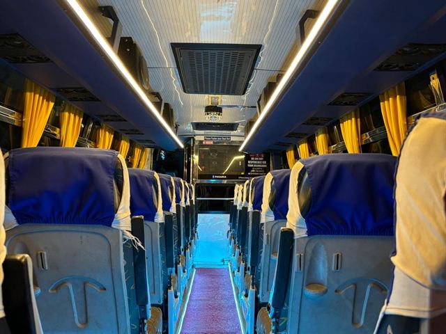 33 seater bus interior – aisle with LED strip lighting