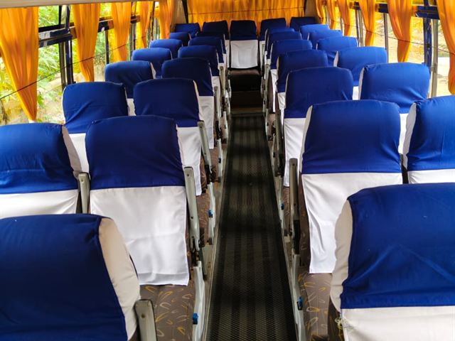 33 seater bus interior – seats with curtains